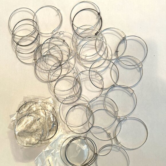 Silver tone Adjustable Bangle Bracelets Lot Mix for Bracelet Jewelry Making - Picture 5 of 6